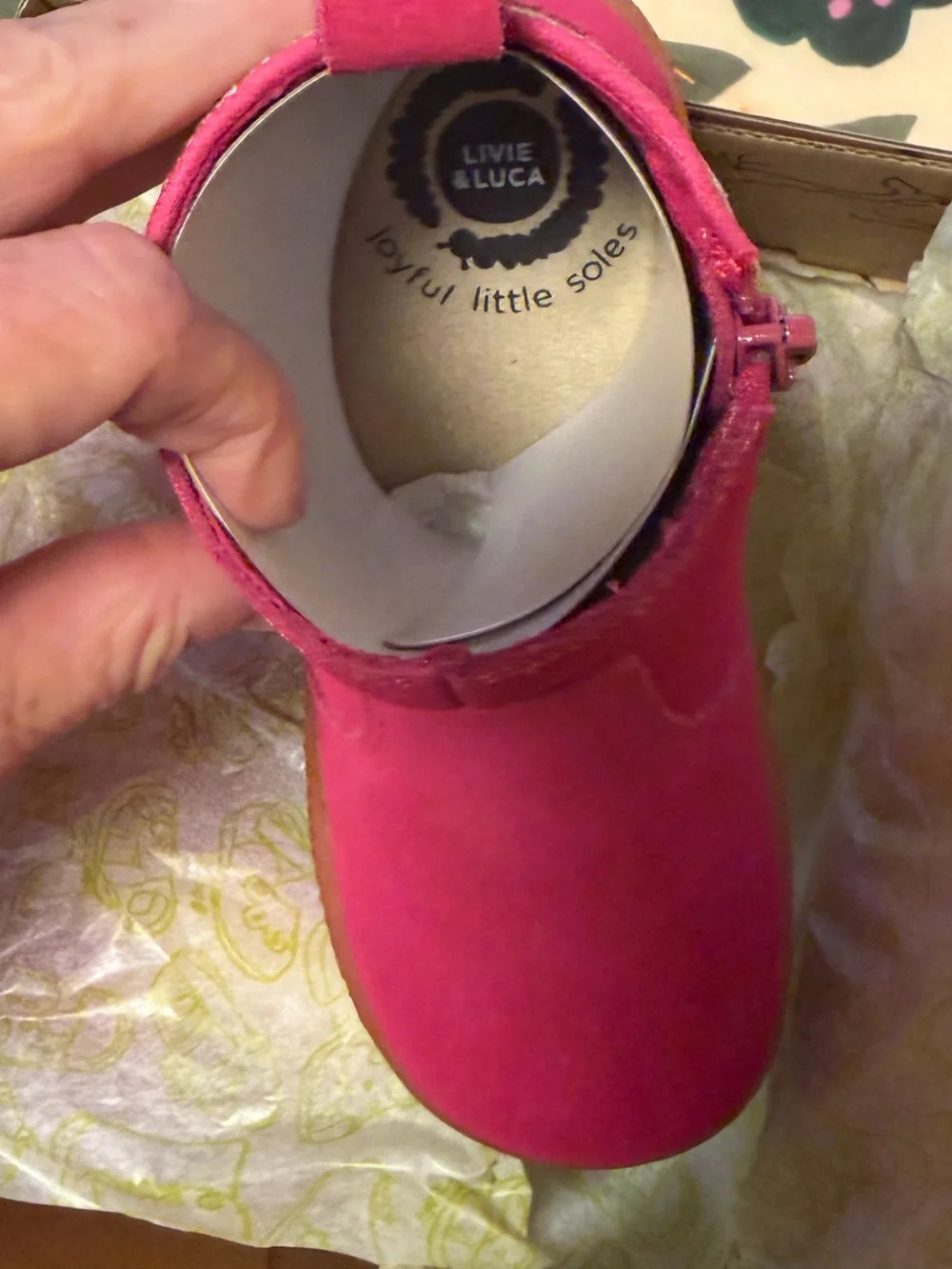 Livie & Luca Hot Pink Glitter Accent Zip Kids Bootie size 11 NIB